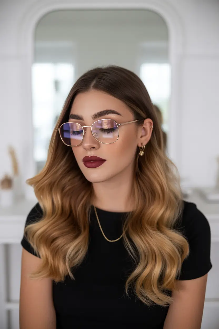 dreamy spring hair color trends 2026 Polished Brunette With Blonde Length Contrast