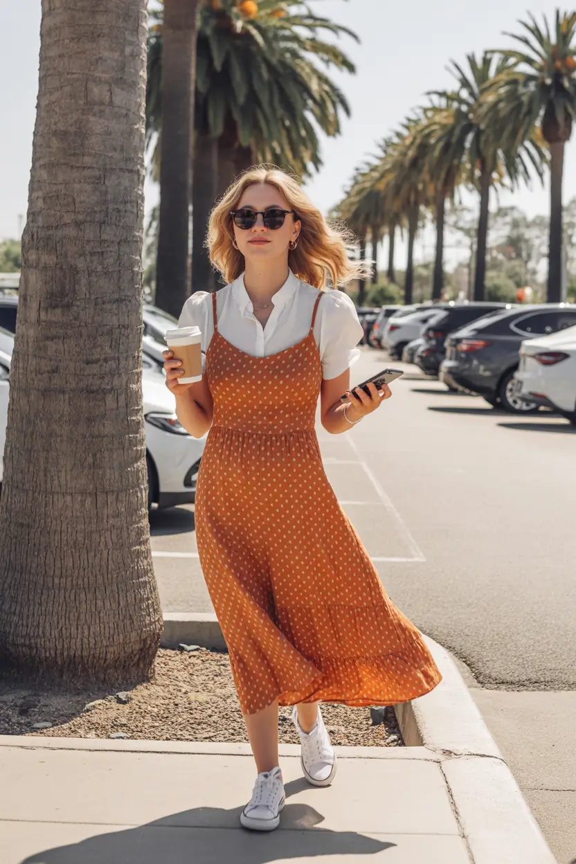 fresh casual spring outfits 2026 soft layered dress