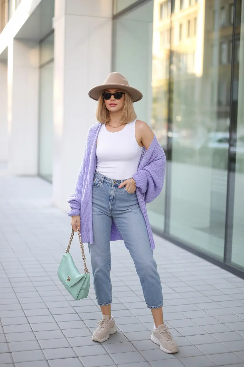 fresh casual spring outfits 2026 cardigan denim