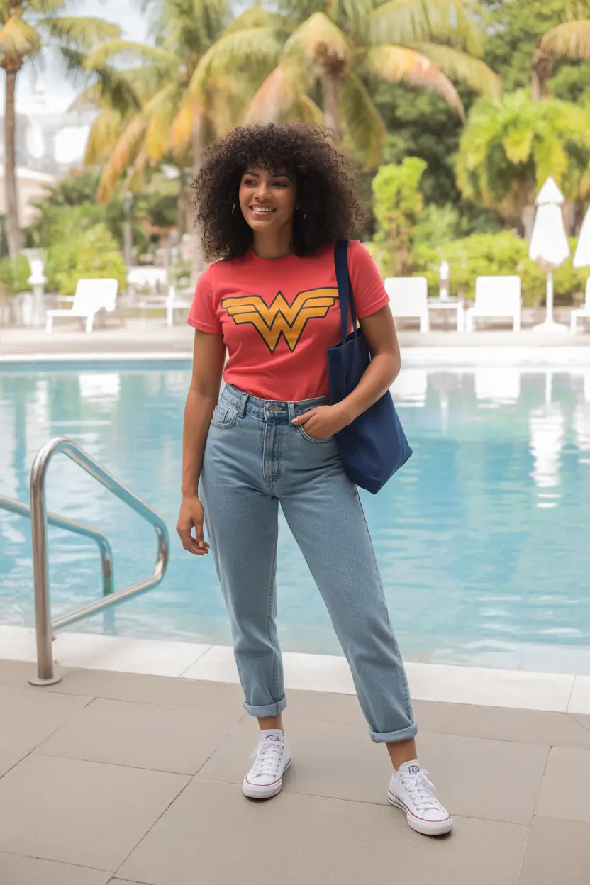 fresh casual spring outfits 2026 graphic tee denim