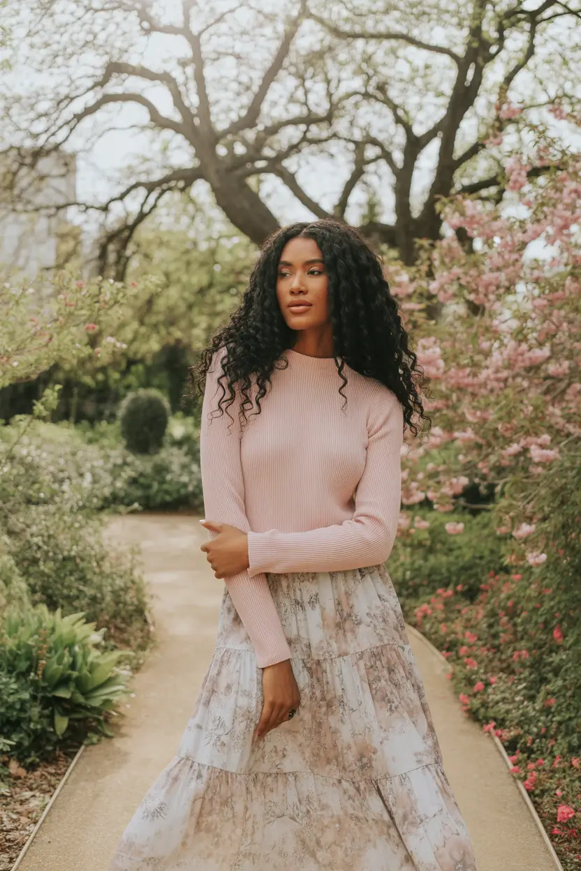 early spring outfits 2026 soft knits and flowing layers