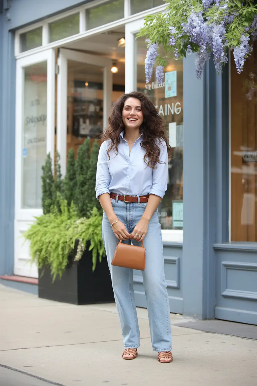 early spring outfits for work 2026 polished casual denim