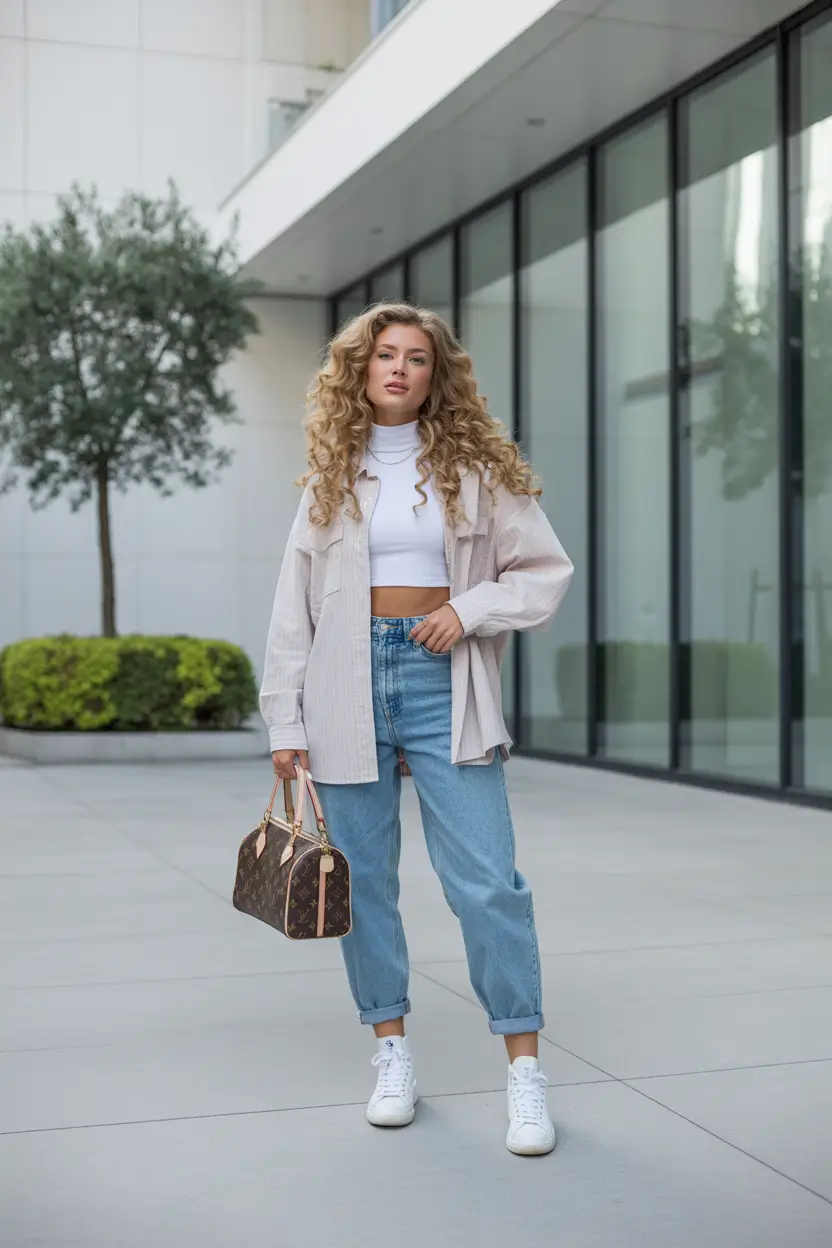 early spring outfits chilly 2026 soft layered denim