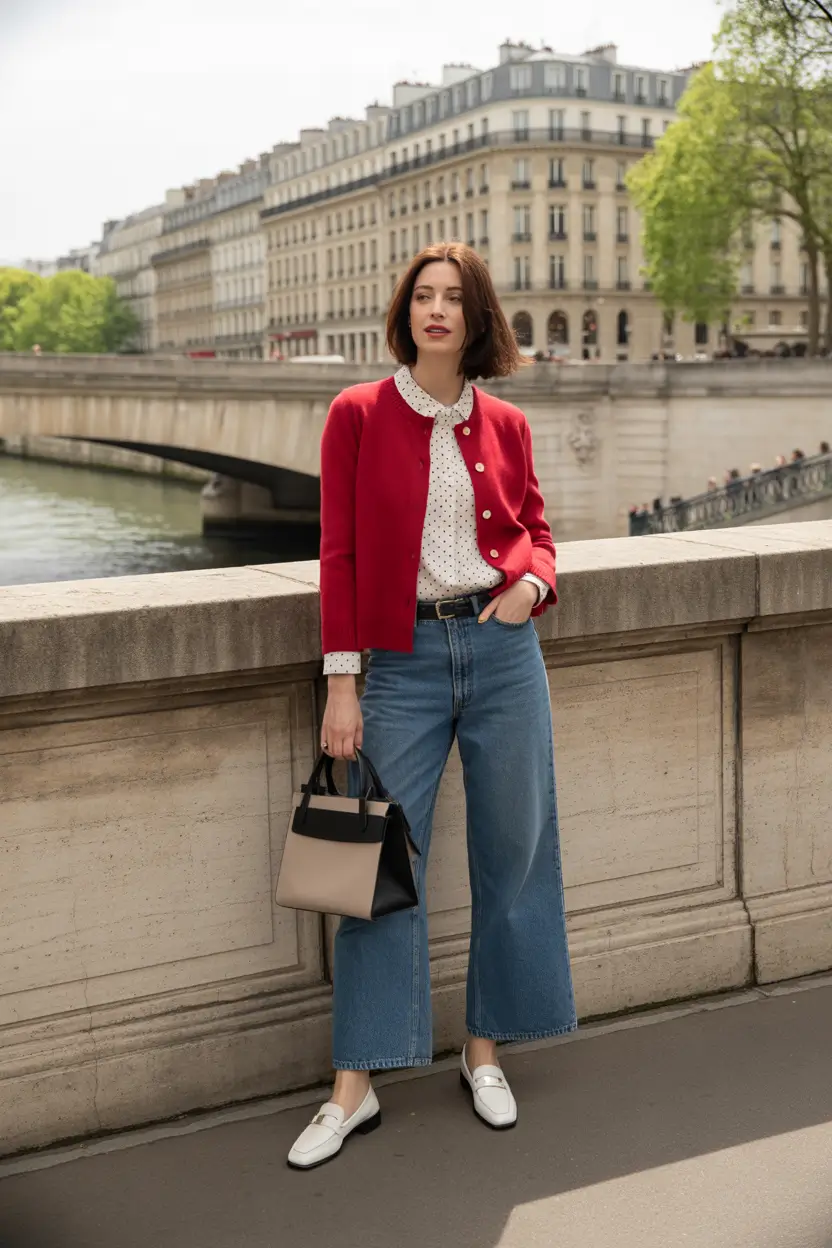 March Outfits ideas 2026 - spring trends parisian red cardigan
