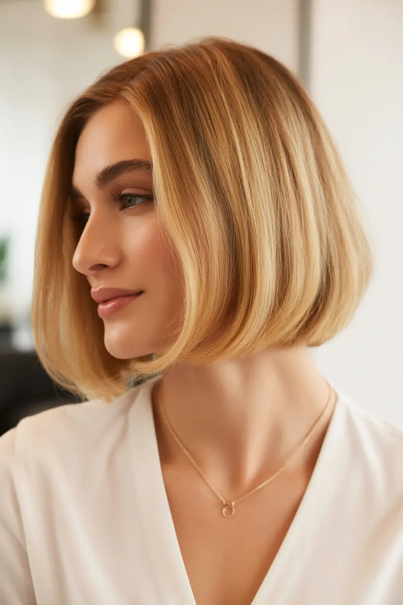 perfect spring bob haircut 2026 Golden Blonde Bob With Soft Contour