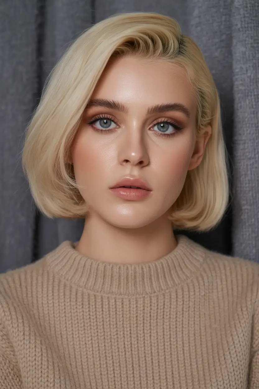 perfect spring bob haircut 2026 Classic Creamy Blonde Bob With Soft Curve
