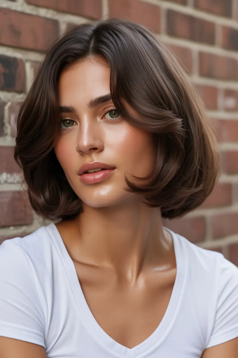 perfect spring bob haircut 2026 Natural Brunette Bob With Subtle Movement