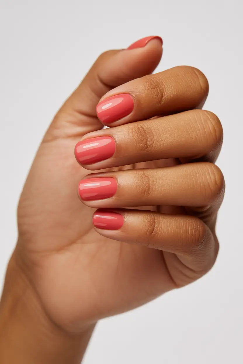 pretty spring nail colors 2026 coral short nails