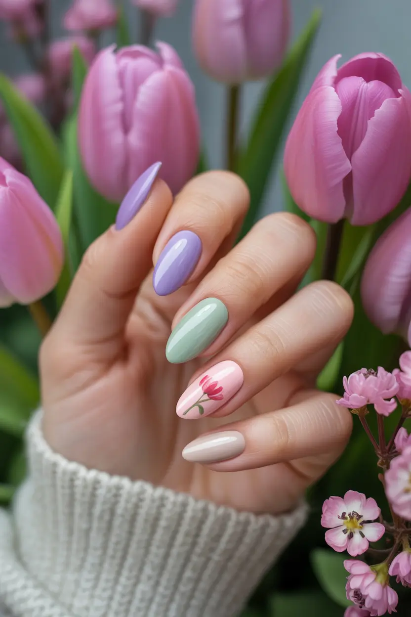 pretty spring nail colors 2026 floral pastels
