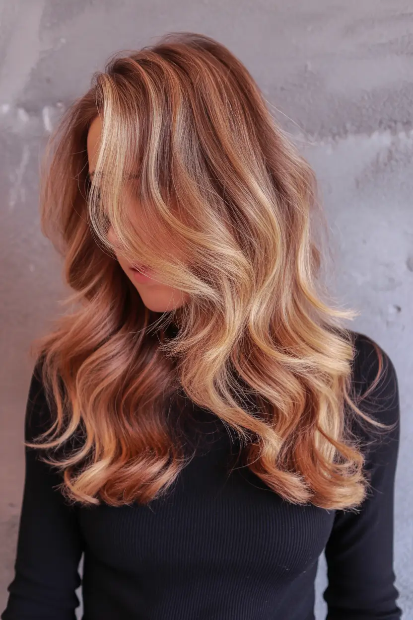 simple spring hair trends 2026 Long Soft Waves With Copper Tones