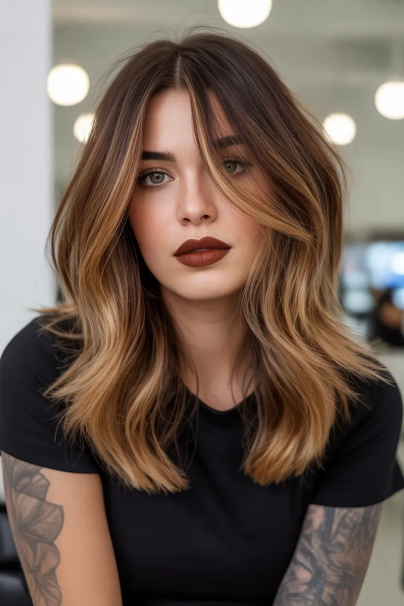 spring mid length haircut Soft Mid Length Shag with Modern Edge