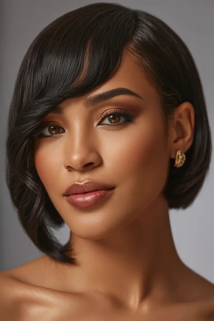 stylish spring pixie bob haircut 2026 Polished Side Swept Pixie Bob With Glossy Finish