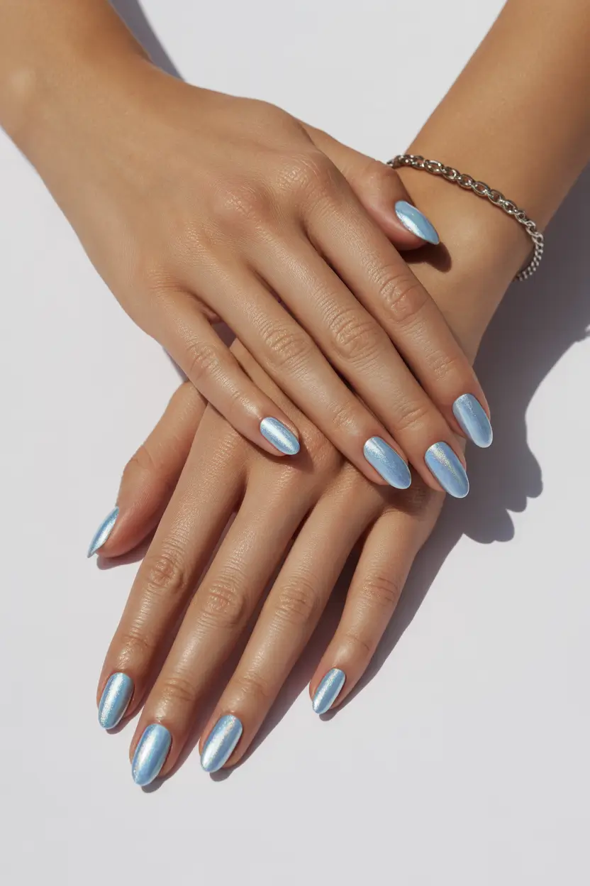 trendy spring nails designs 2026 blue almond