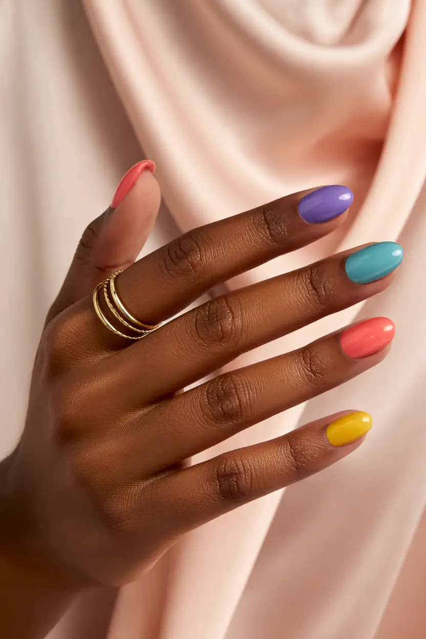 trendy spring nails designs 2026 bright dark skin